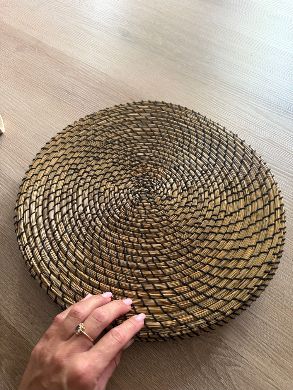 IKEA Woven Round Placemats in Natural Brown and Black